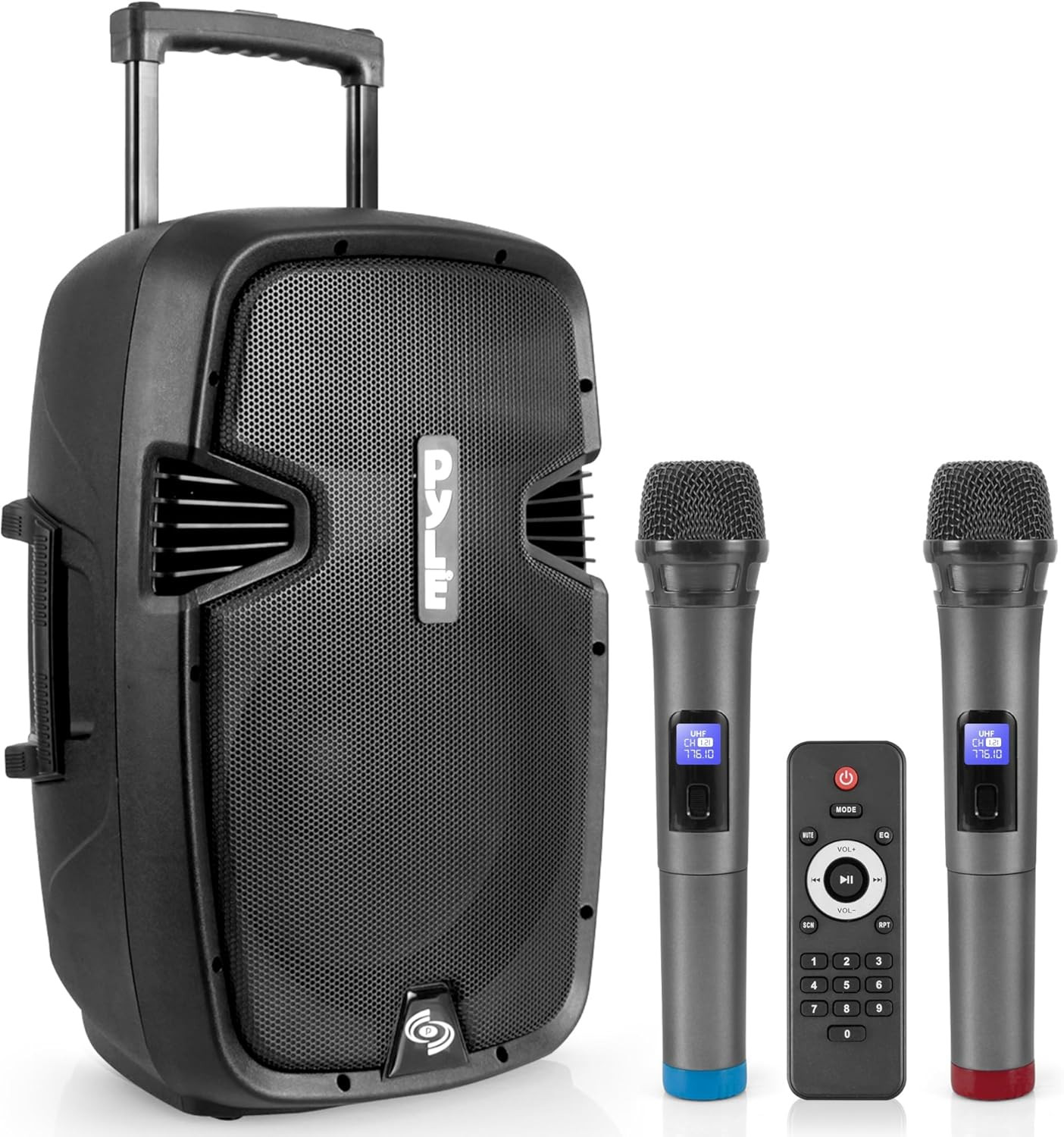 1000W Portable Bluetooth PA Speaker with Dual Mics & Rolling Wheels for Events